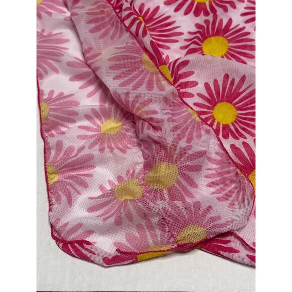 Stylish Swimwear Pink Yellow Daisy Print Large Beach Swim Cover Up Sheer Hippie - Picture 5 of 7
